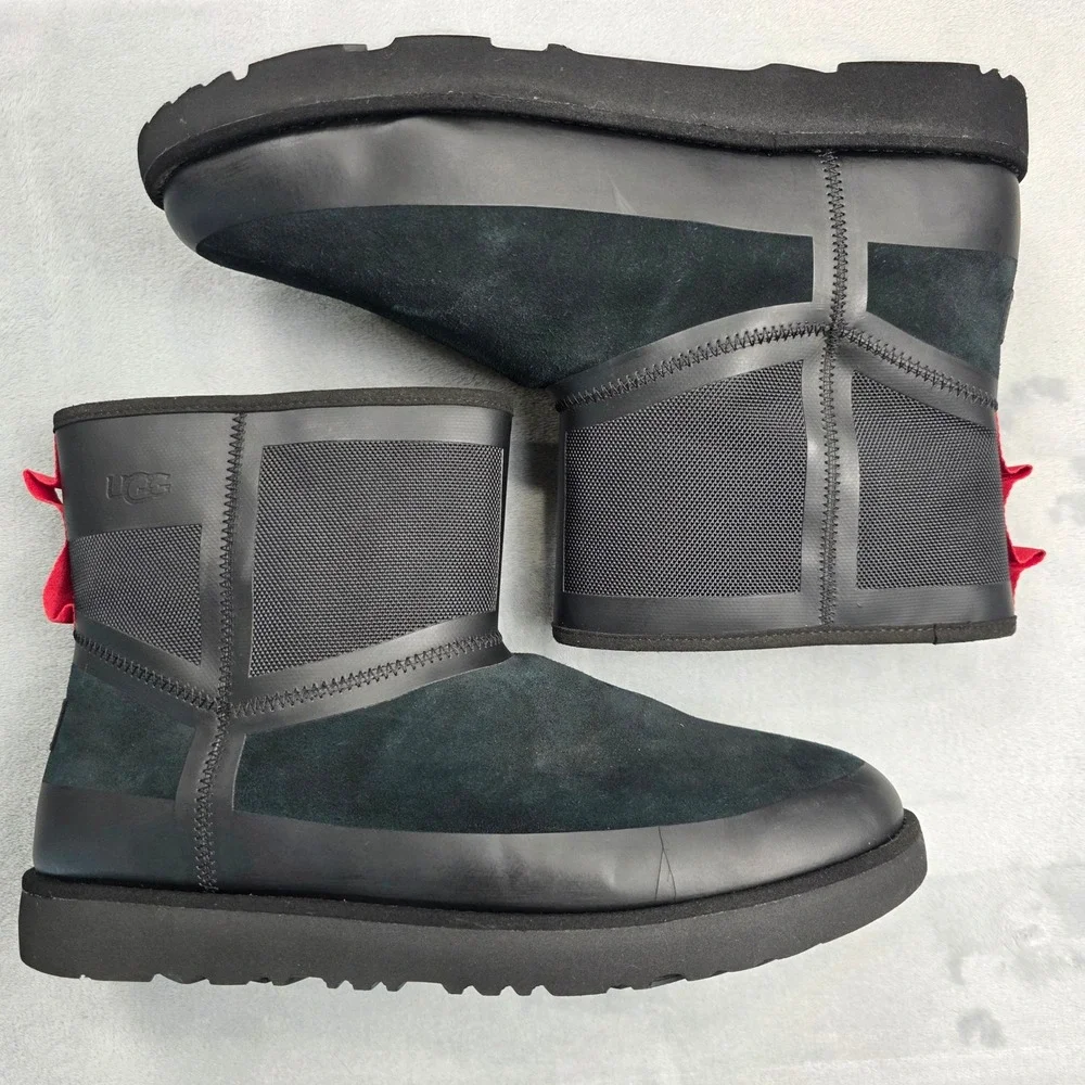 UGG Classic Short Tech Mini Ankle Boots Mens 13 Black Waterproof Suede Nylon